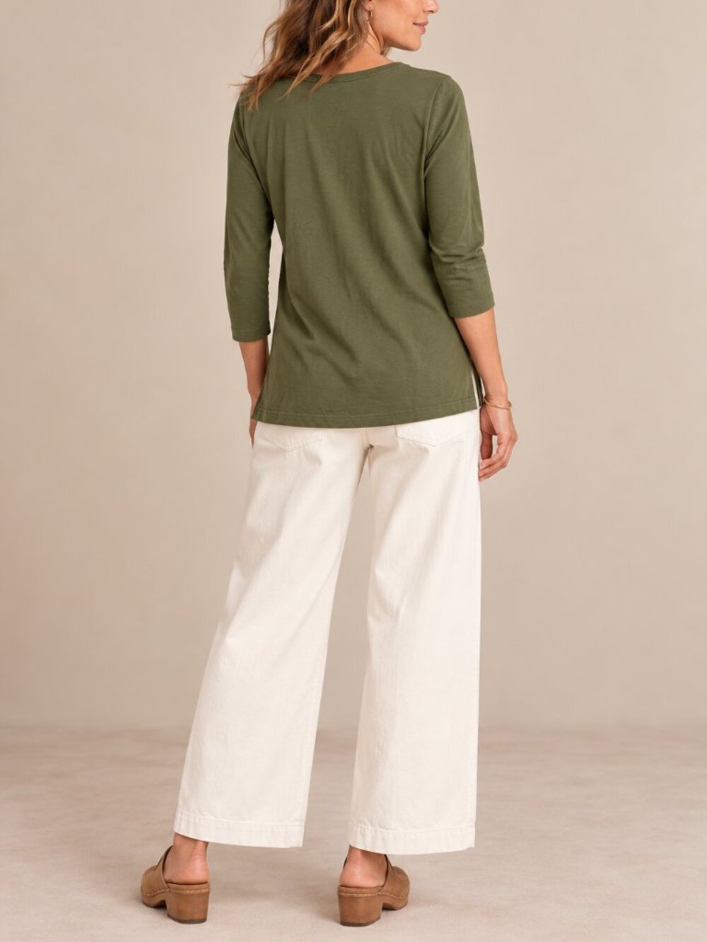 Eileen Fisher Olive Green Asymmetrical Patch Pocket Top Size S - Picture 2 of 7